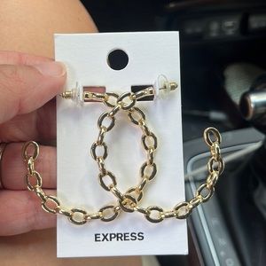 Express large gold chain hoops new, never worn